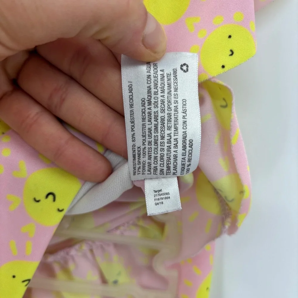 Cat & Jack Rash Guard Kids 4T Pink Sun Peplum‎ Flutter Sleeve Swim Top Summer